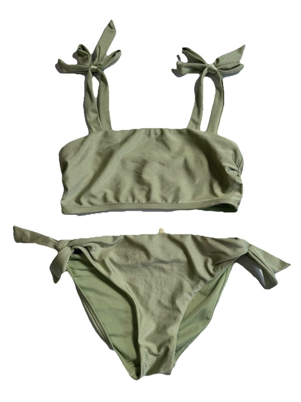 Chelsea & Violet Girls Bikini Size 10 Sage Green Tie Strap 2 Piece Swimsuit